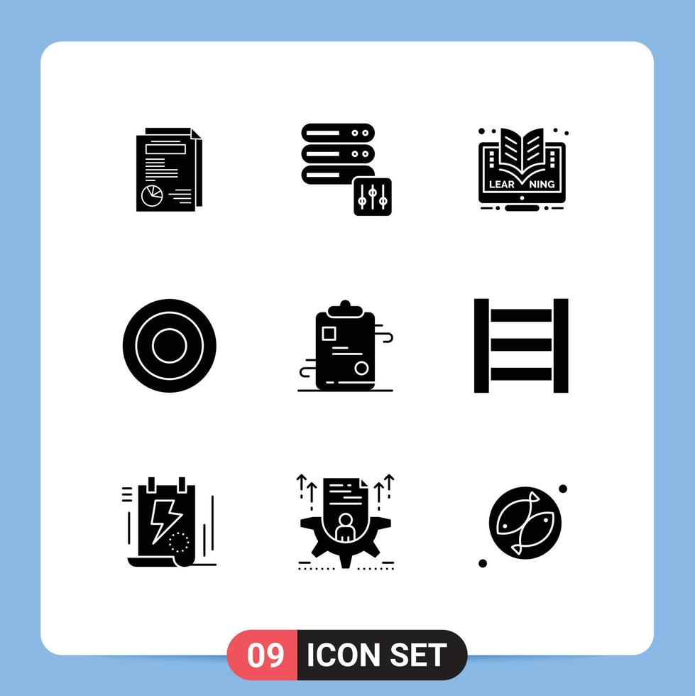 9 Universal Solid Glyphs Set for Web and Mobile Applications checklist clipboard elearning user interface Editable Vector Design Elements