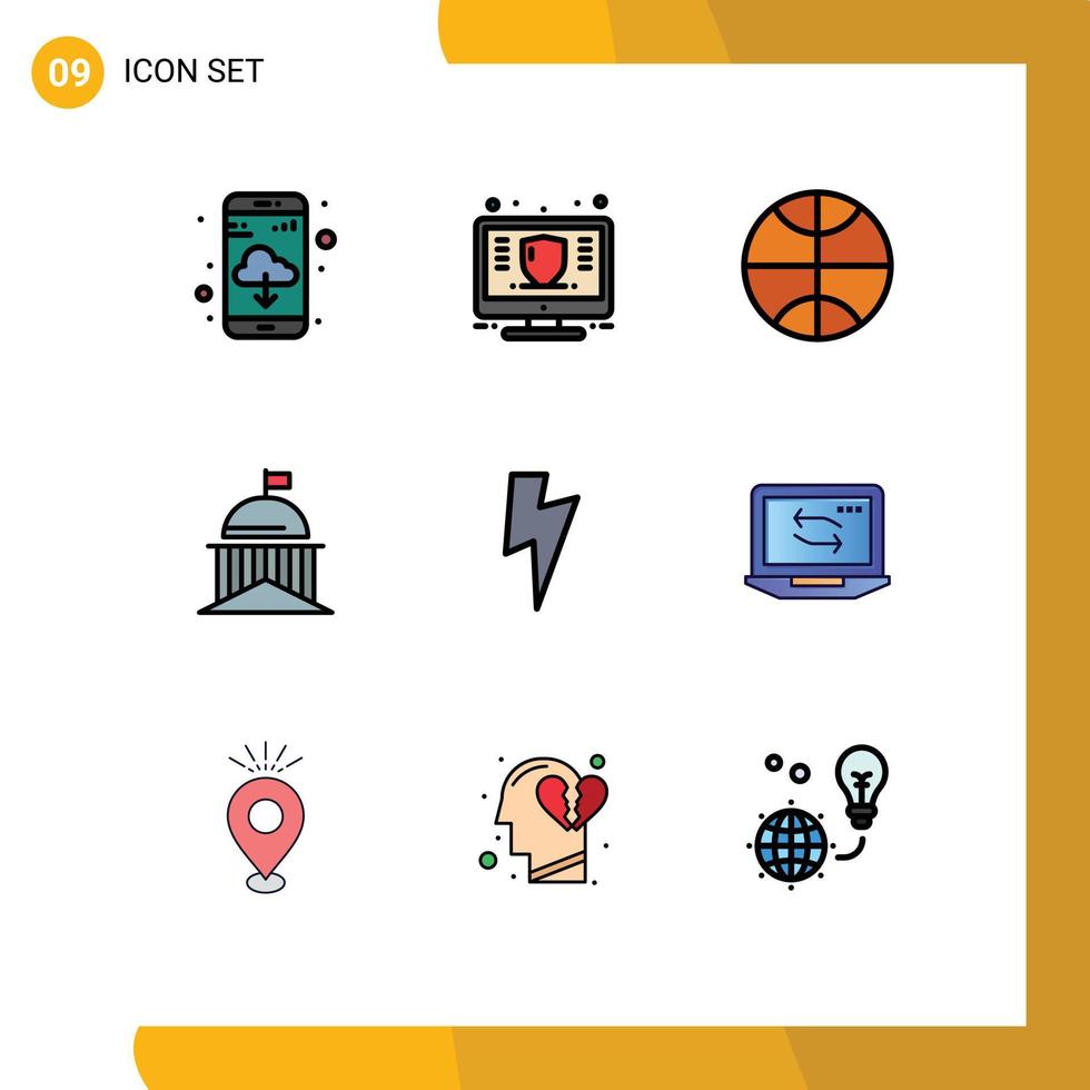 Set of 9 Modern UI Icons Symbols Signs for media twitter basketball irish green Editable Vector Design Elements