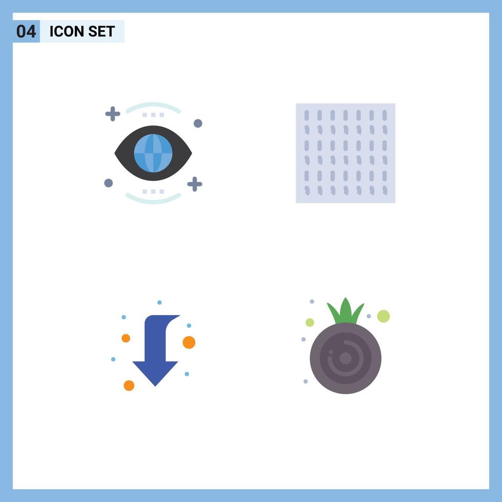 Stock Vector Icon Pack of 4 Line Signs and Symbols for eye down view haze left Editable Vector Design Elements