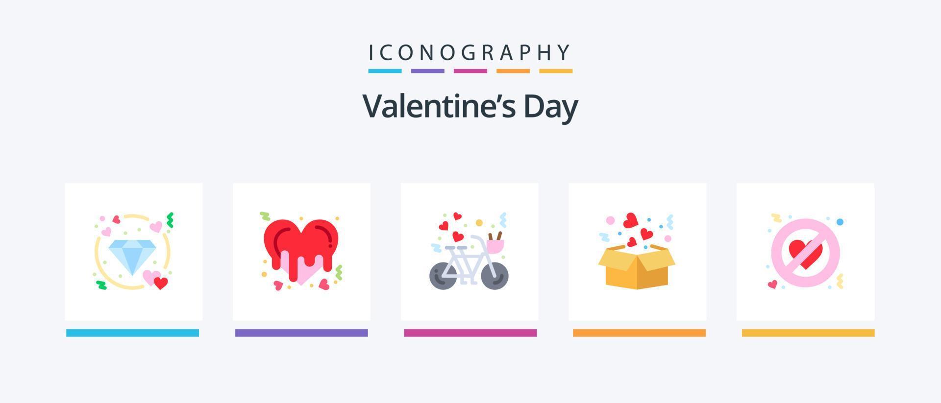 Valentines Day Flat 5 Icon Pack Including adultery. heart. bicycle. delivery. love. Creative Icons Design vector