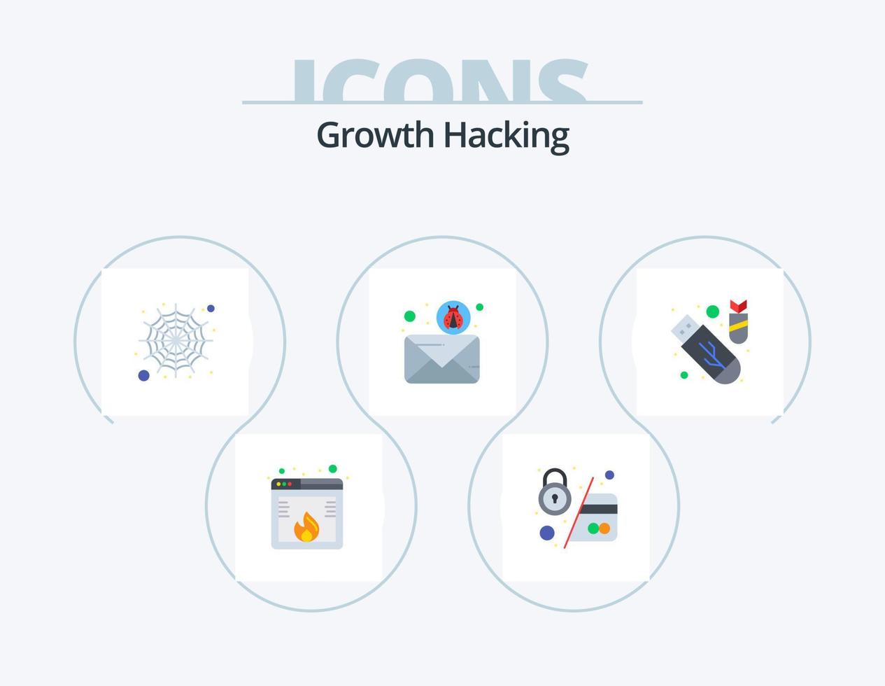 Hacking Flat Icon Pack 5 Icon Design. virus. send. pay lock. forward. web vector