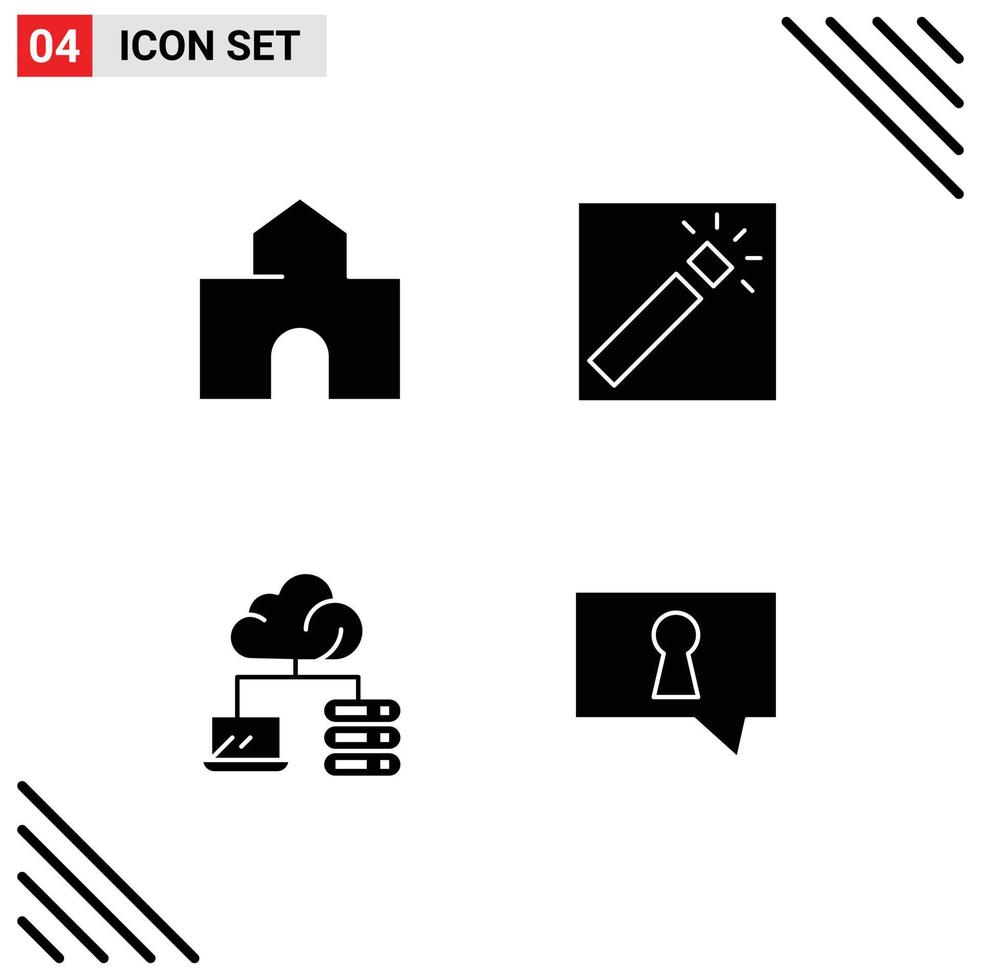 Universal Solid Glyph Signs Symbols of architecture cloud landmark photographer server Editable Vector Design Elements