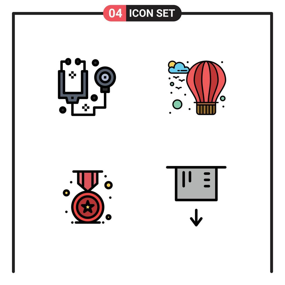 4 interfaz de usuario paquete de color plano de línea de relleno de signos y símbolos modernos de herramientas de educación médica elementos de diseño vectorial editables de cajero automático caliente vector