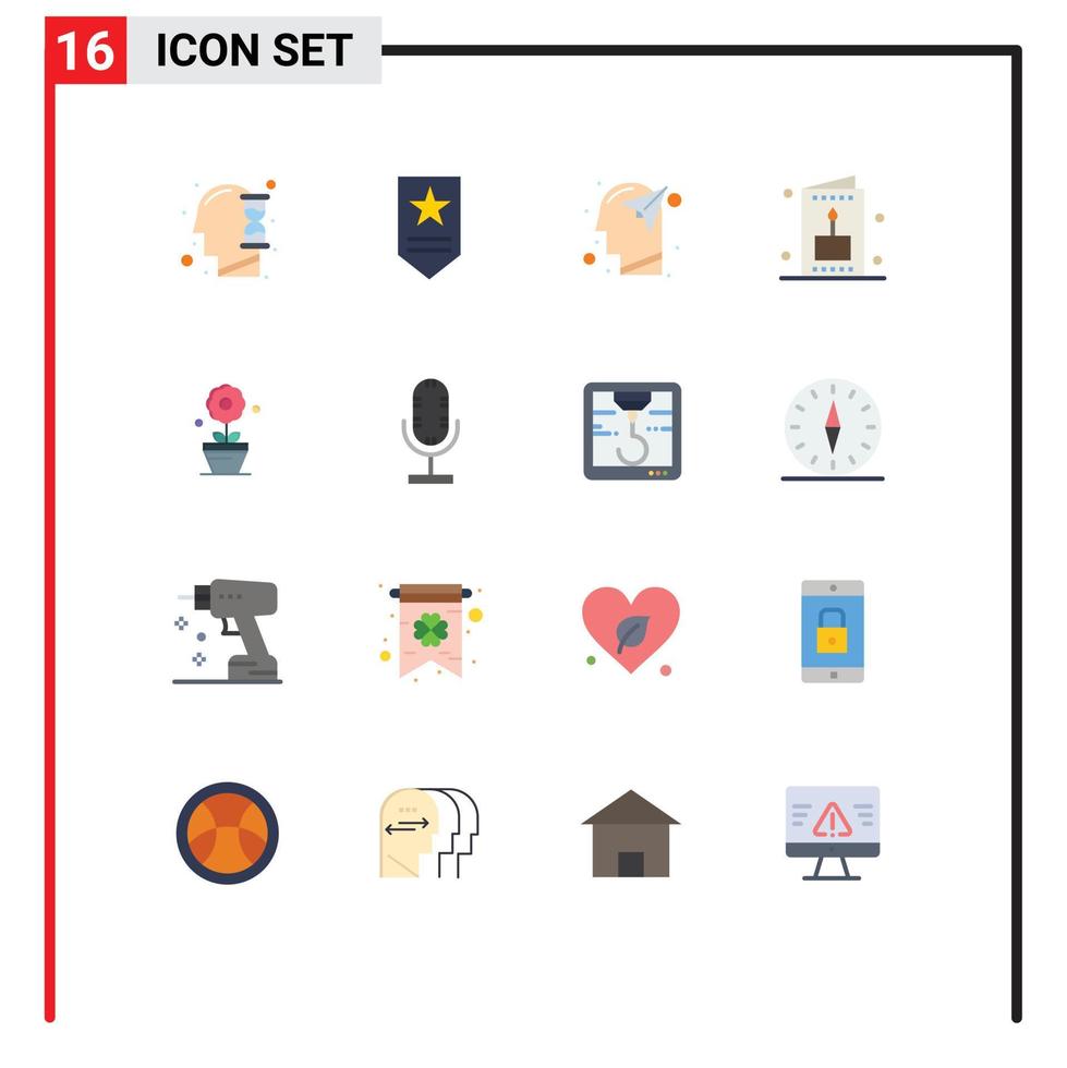Flat Color Pack of 16 Universal Symbols of human imagination hour glass rank paper Editable Pack of Creative Vector Design Elements
