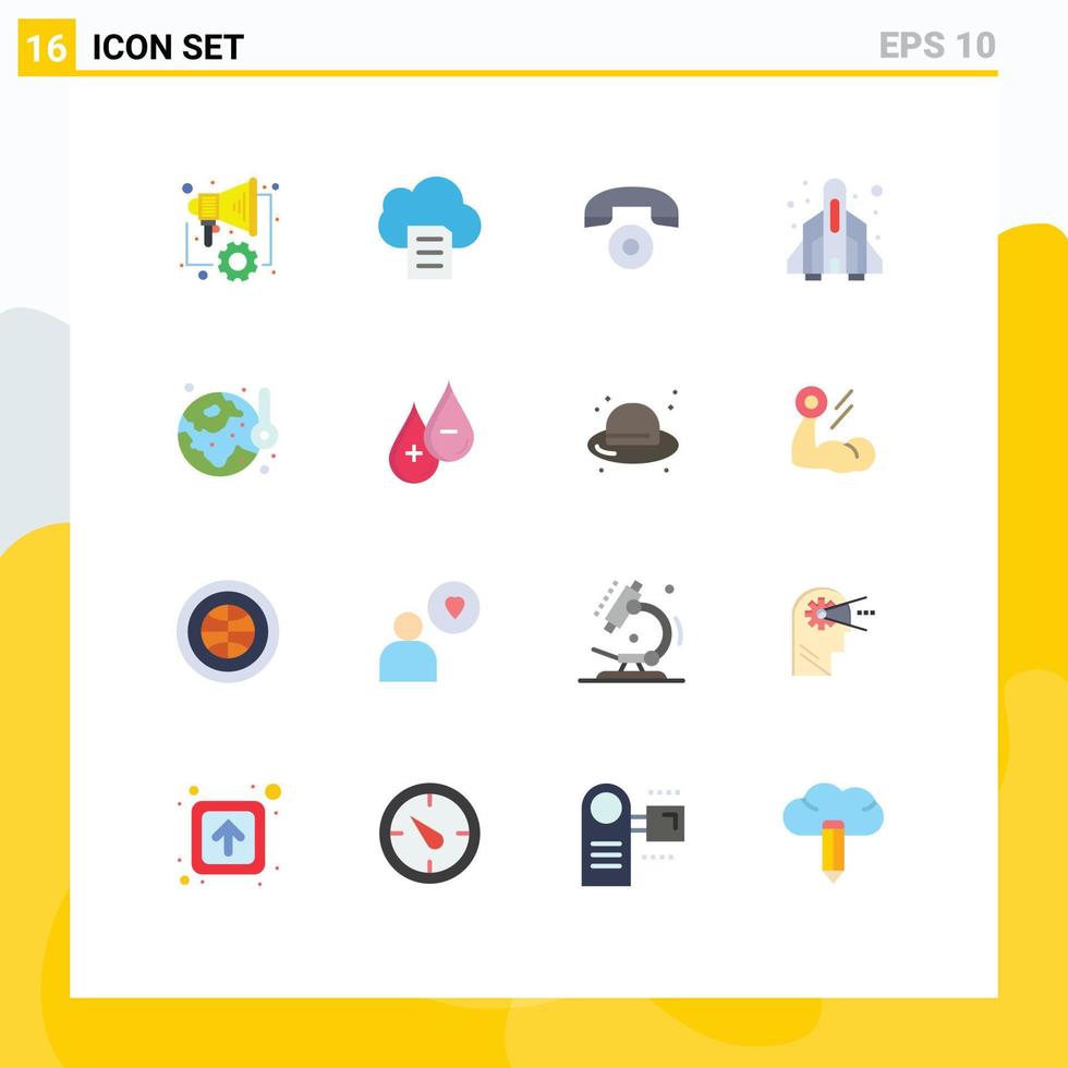 Pack of 16 Modern Flat Colors Signs and Symbols for Web Print Media such as automation phone speaker document fun Editable Pack of Creative Vector Design Elements