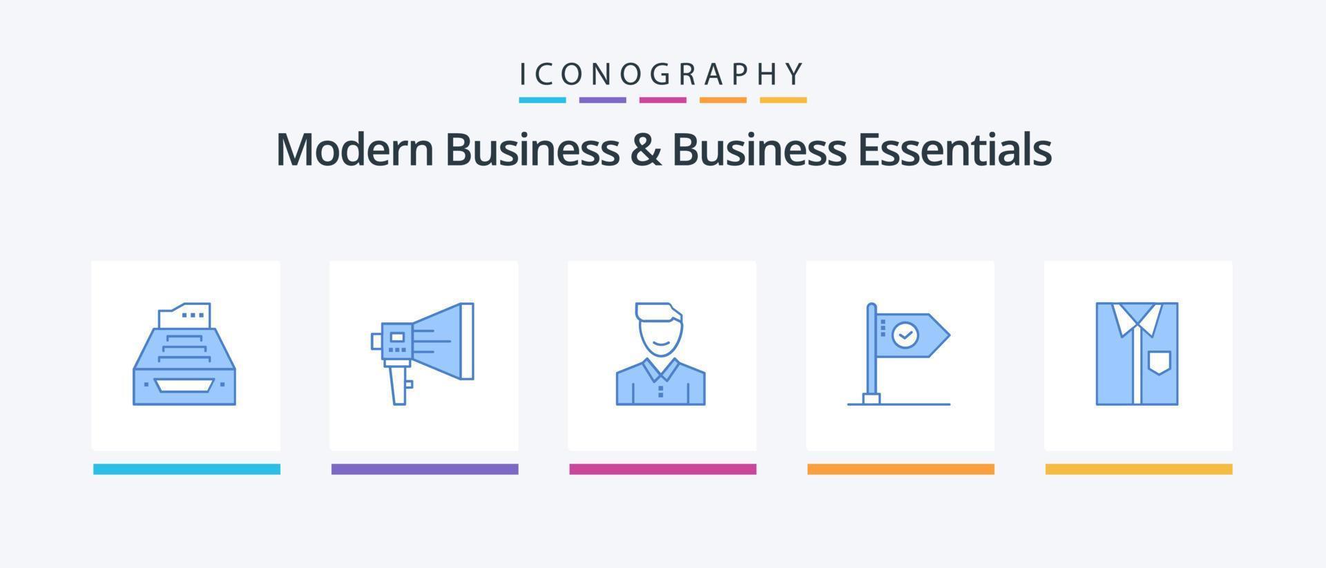 Modern Business And Business Essentials Blue 5 Icon Pack Including happy. client. digital. avatar. speaker. Creative Icons Design vector