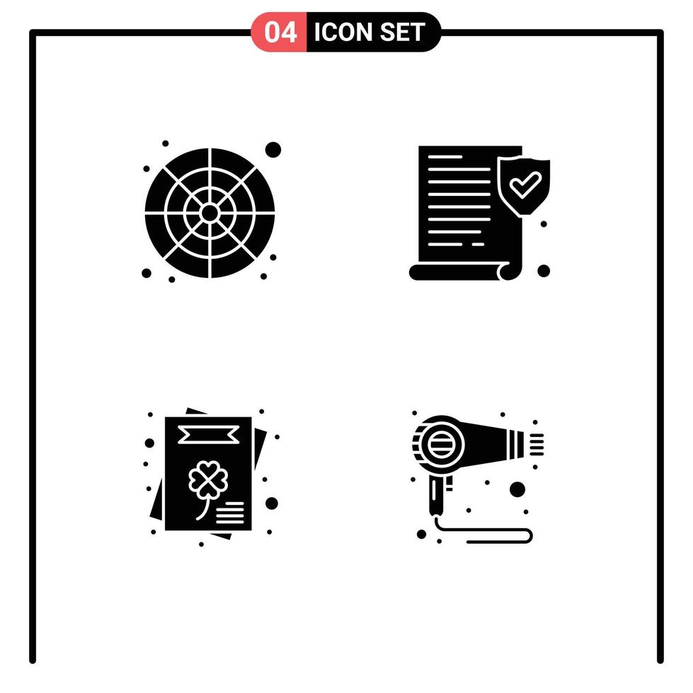 Pictogram Set of 4 Simple Solid Glyphs of catalog greeting card color wheel paper dryer Editable Vector Design Elements