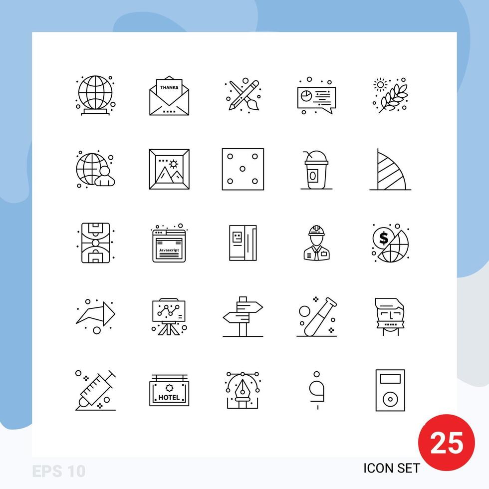 Group of 25 Lines Signs and Symbols for garden agriculture brush pie chat Editable Vector Design Elements