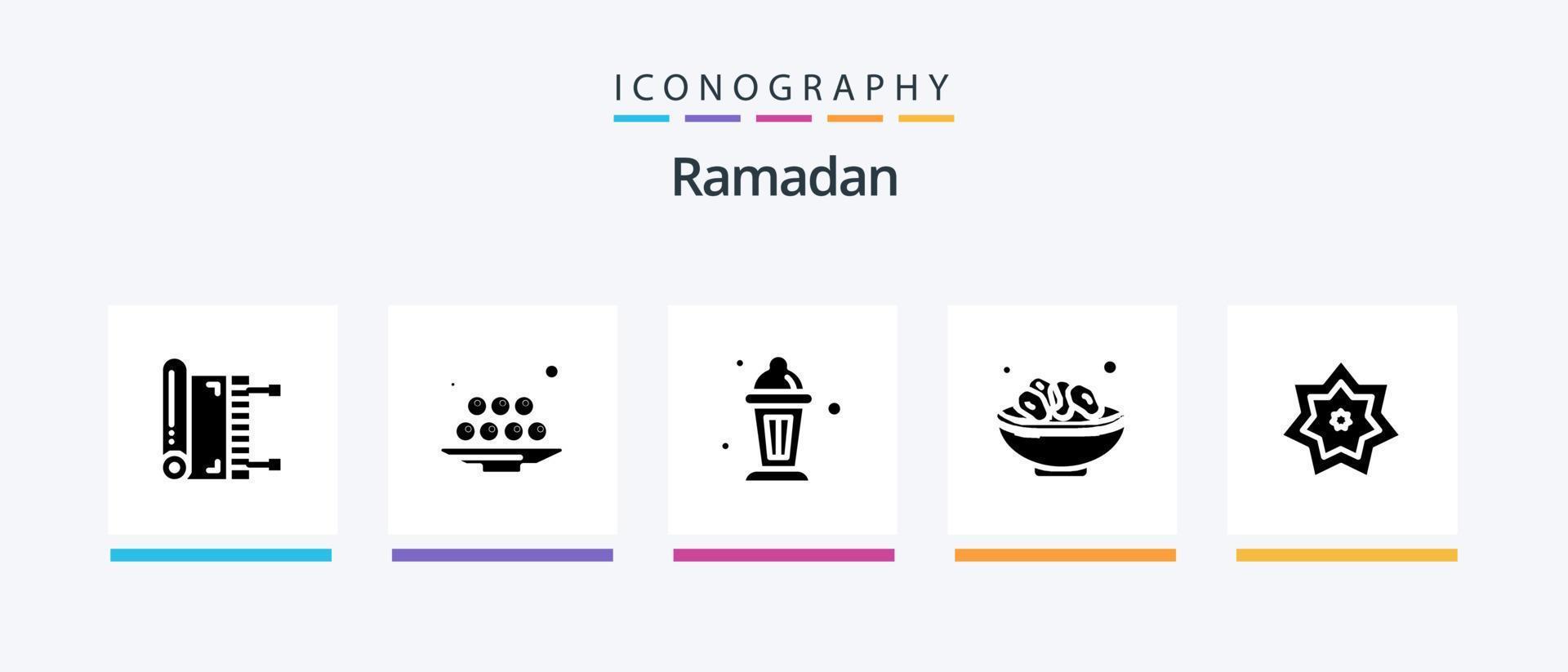 Ramadan Glyph 5 Icon Pack Including . lamp . iftar . islam .. Creative Icons Design vector
