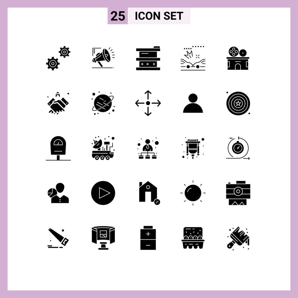 Set of 25 Modern UI Icons Symbols Signs for theater cinema biology accidents car Editable Vector Design Elements