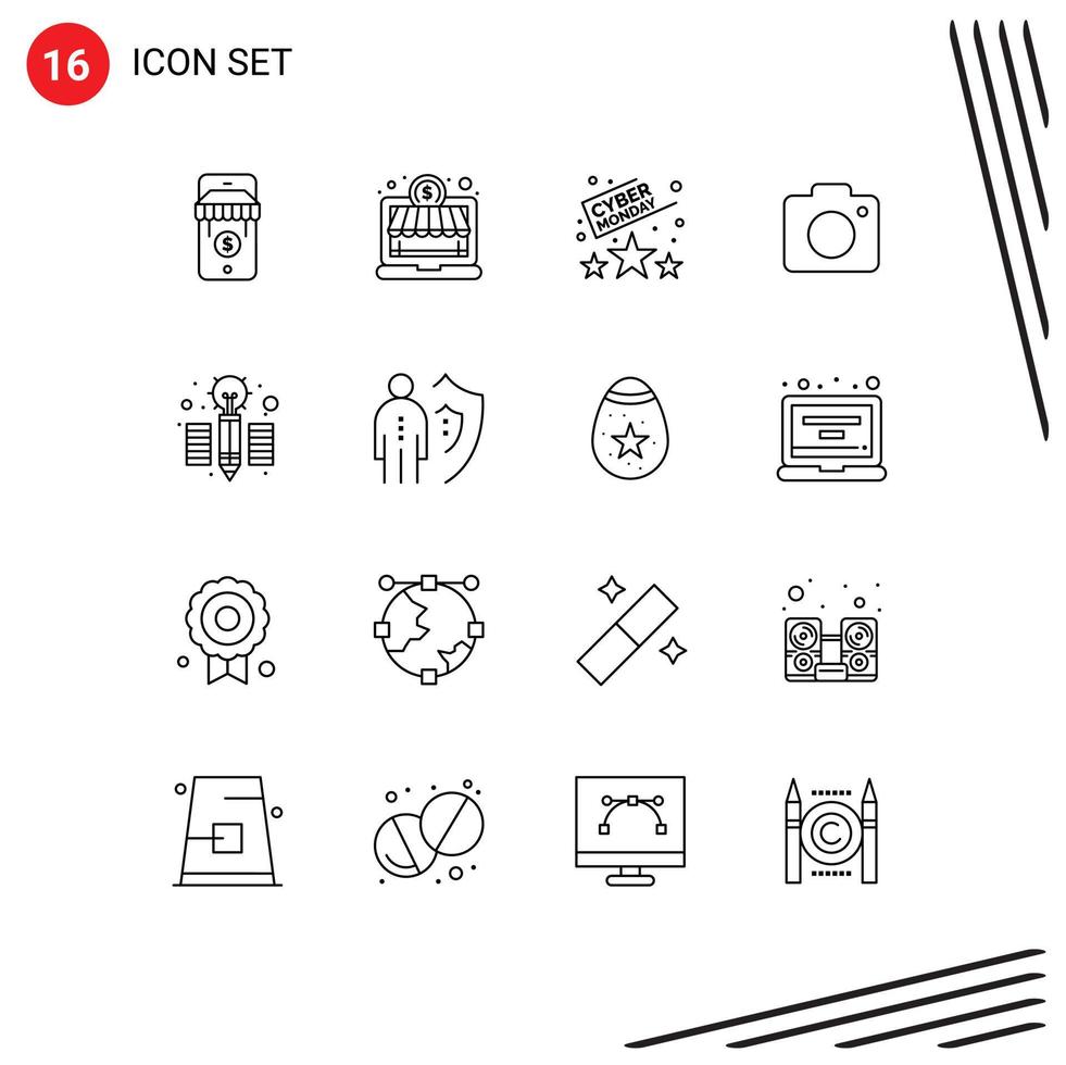 Outline Pack of 16 Universal Symbols of insurance idea discount creative photo Editable Vector Design Elements