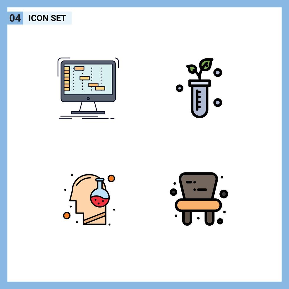 Set of 4 Modern UI Icons Symbols Signs for ableton head digital plant innovation Editable Vector Design Elements