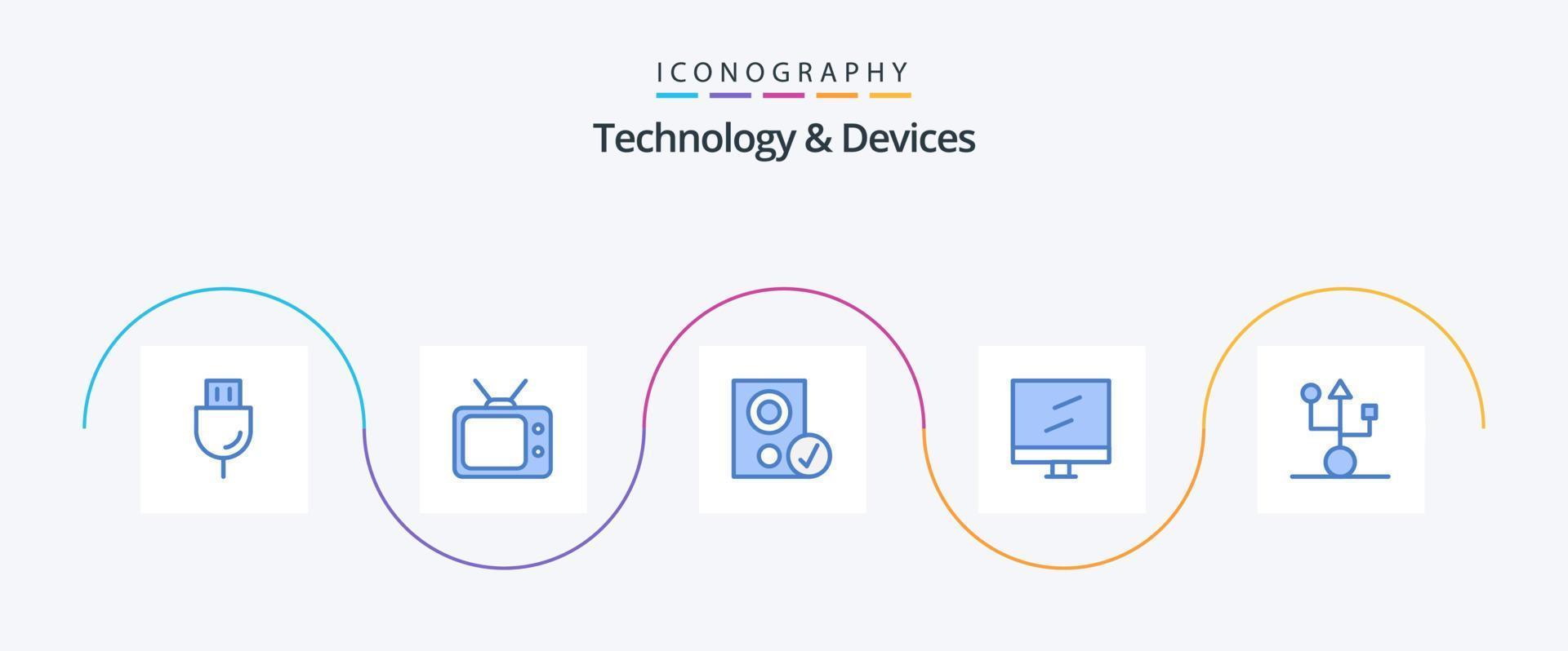 Devices Blue 5 Icon Pack Including devices. mac. computers. display. speaker vector