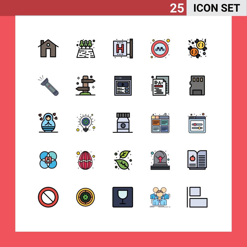 Set of 25 Modern UI Icons Symbols Signs for candy signs center service health Editable Vector Design Elements