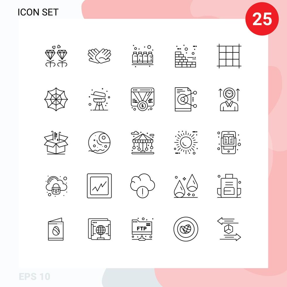 25 Creative Icons Modern Signs and Symbols of pixels construction relations bricks printing Editable Vector Design Elements