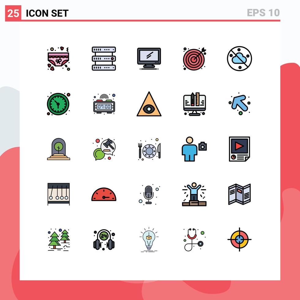 Stock Vector Icon Pack of 25 Line Signs and Symbols for target search storage marketing imac Editable Vector Design Elements