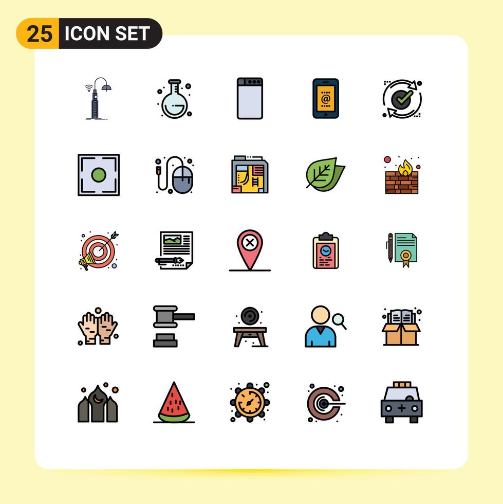 Filled line Flat Color Pack of 25 Universal Symbols of reload report machine ok id Editable Vector Design Elements