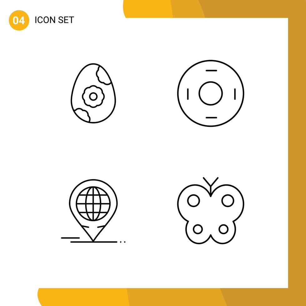 Pictogram Set of 4 Simple Filledline Flat Colors of egg global cosmos symbols animal Editable Vector Design Elements