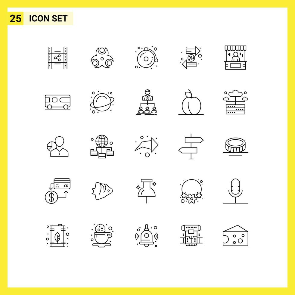 Pictogram Set of 25 Simple Lines of advertising finance health exchange coin Editable Vector Design Elements