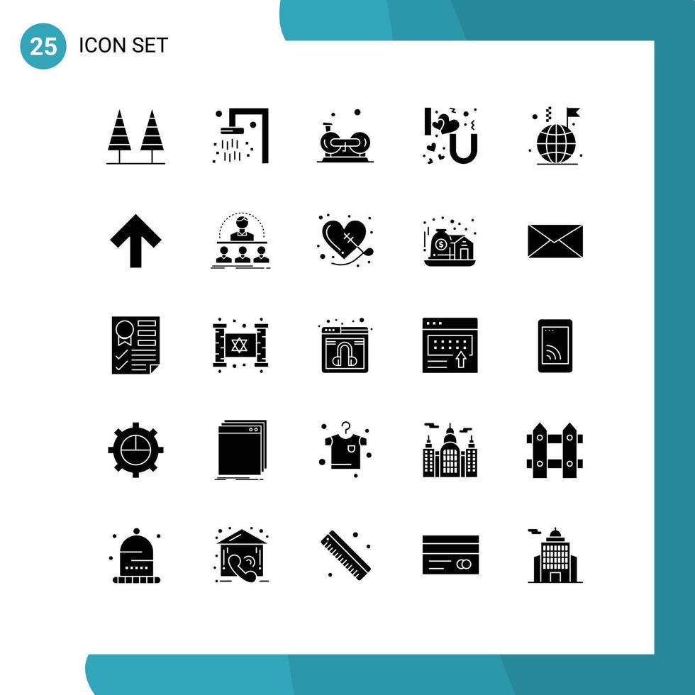 grupo de 25 signos y símbolos de glifos sólidos para elementos de diseño de vectores editables de ciclismo i cardio del mundo