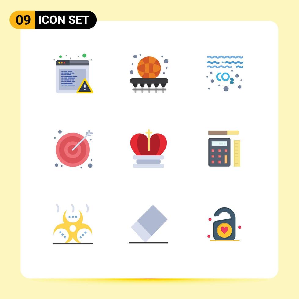 9 Creative Icons Modern Signs and Symbols of royal crown gas target arrow Editable Vector Design Elements