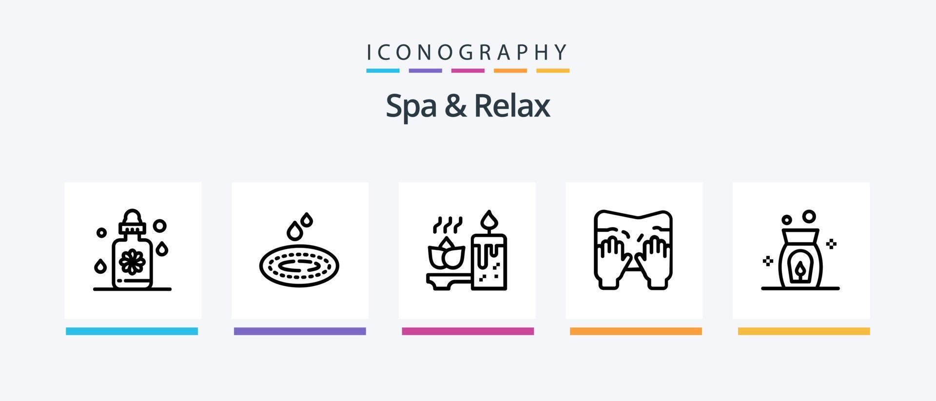Spa And Relax Line 5 Icon Pack Including bowl. grinding. stick. spa. face. Creative Icons Design vector