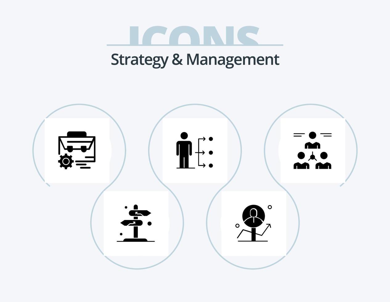 Strategy And Management Glyph Icon Pack 5 Icon Design. network. connect. analytics. manufacturing. setting vector