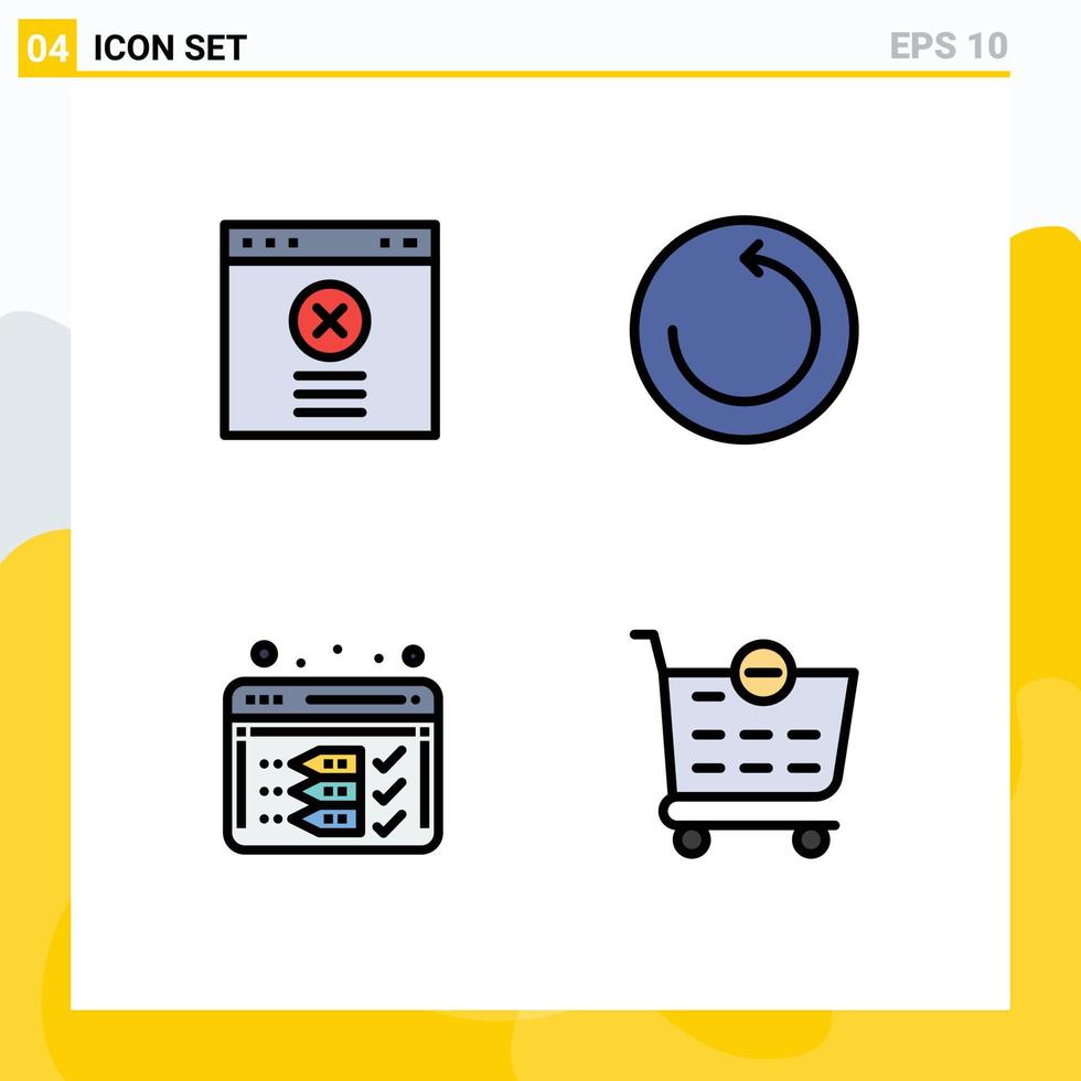 Set of 4 Modern UI Icons Symbols Signs for block web backup analysis remove Editable Vector Design Elements