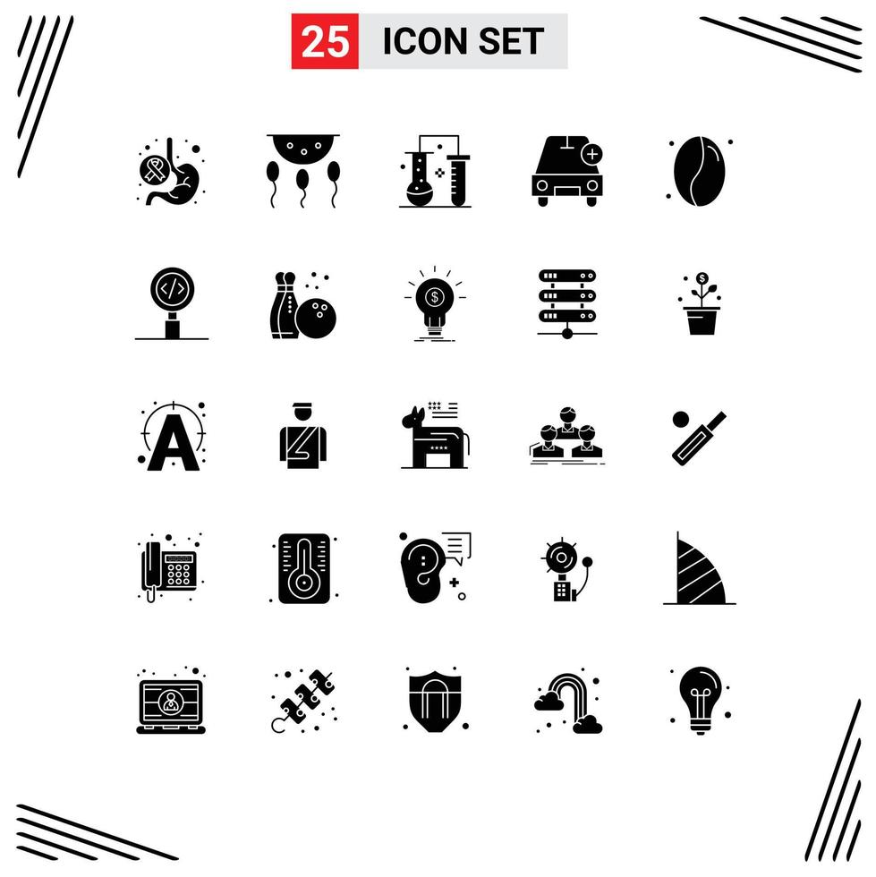 Pack of 25 creative Solid Glyphs of more add laboratory scientific research science lab Editable Vector Design Elements