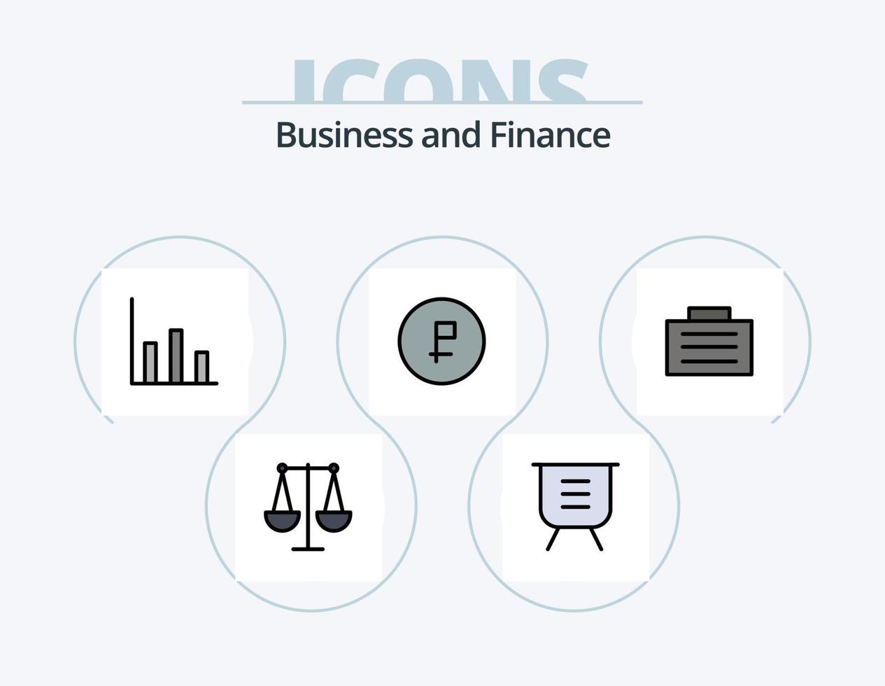 Finance Line Filled Icon Pack 5 Icon Design. business. money. bars. finance. back vector