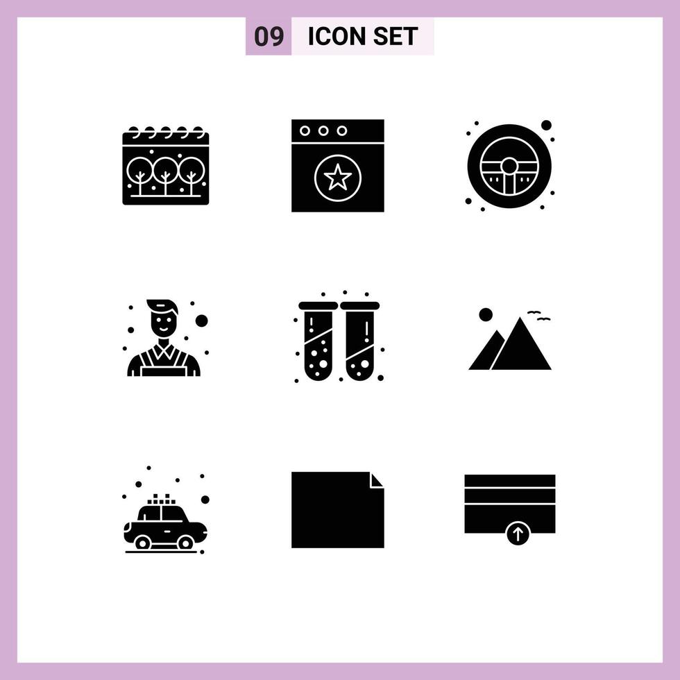 9 Universal Solid Glyphs Set for Web and Mobile Applications egypt medical steering wheel health wall Editable Vector Design Elements