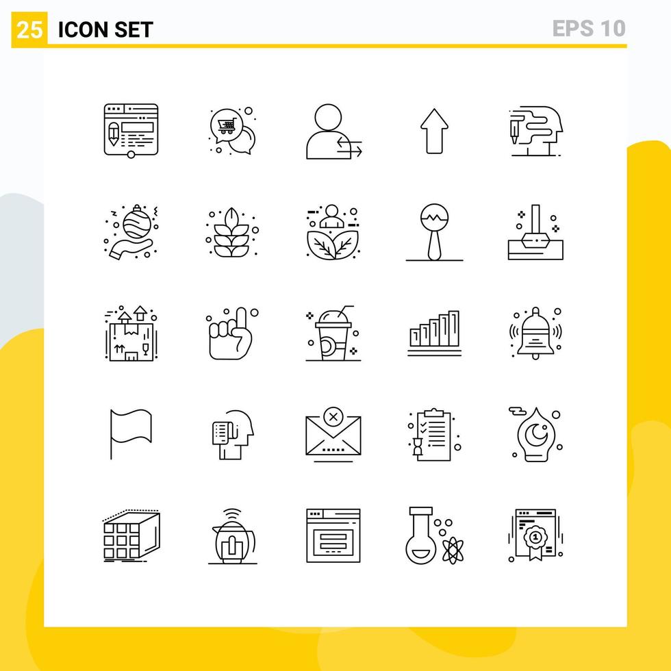 Group of 25 Modern Lines Set for upload arrows shop arrow left Editable Vector Design Elements