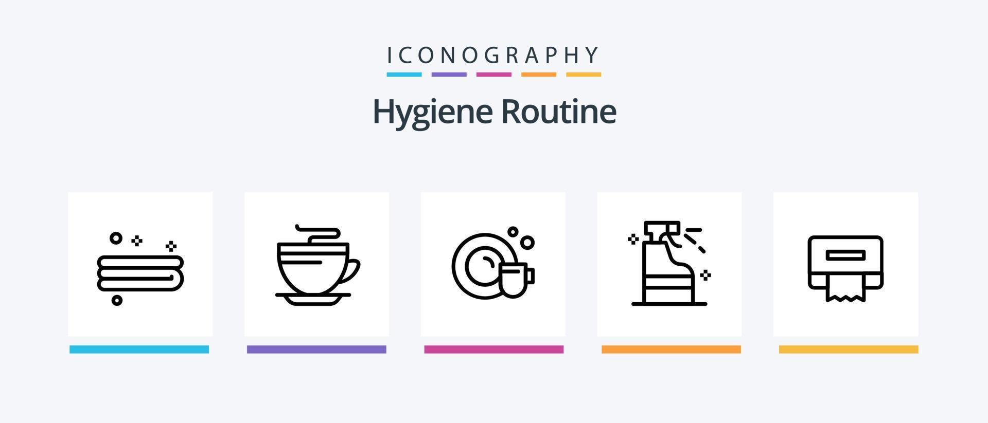 Hygiene Routine Line 5 Icon Pack Including . clean. detergent. cleaning. shirt. Creative Icons Design vector