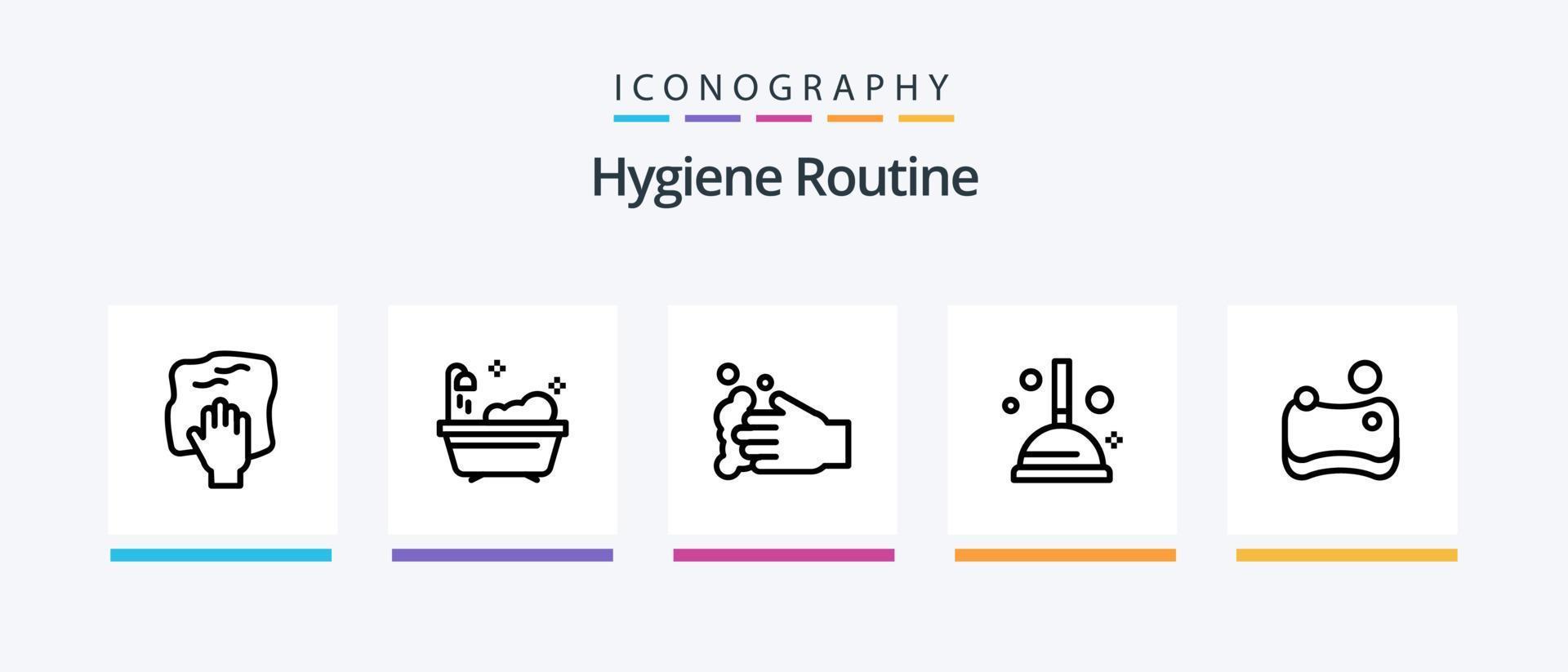 Hygiene Routine Line 5 Icon Pack Including woman. dryer. salon. cleaning. bath. Creative Icons Design vector