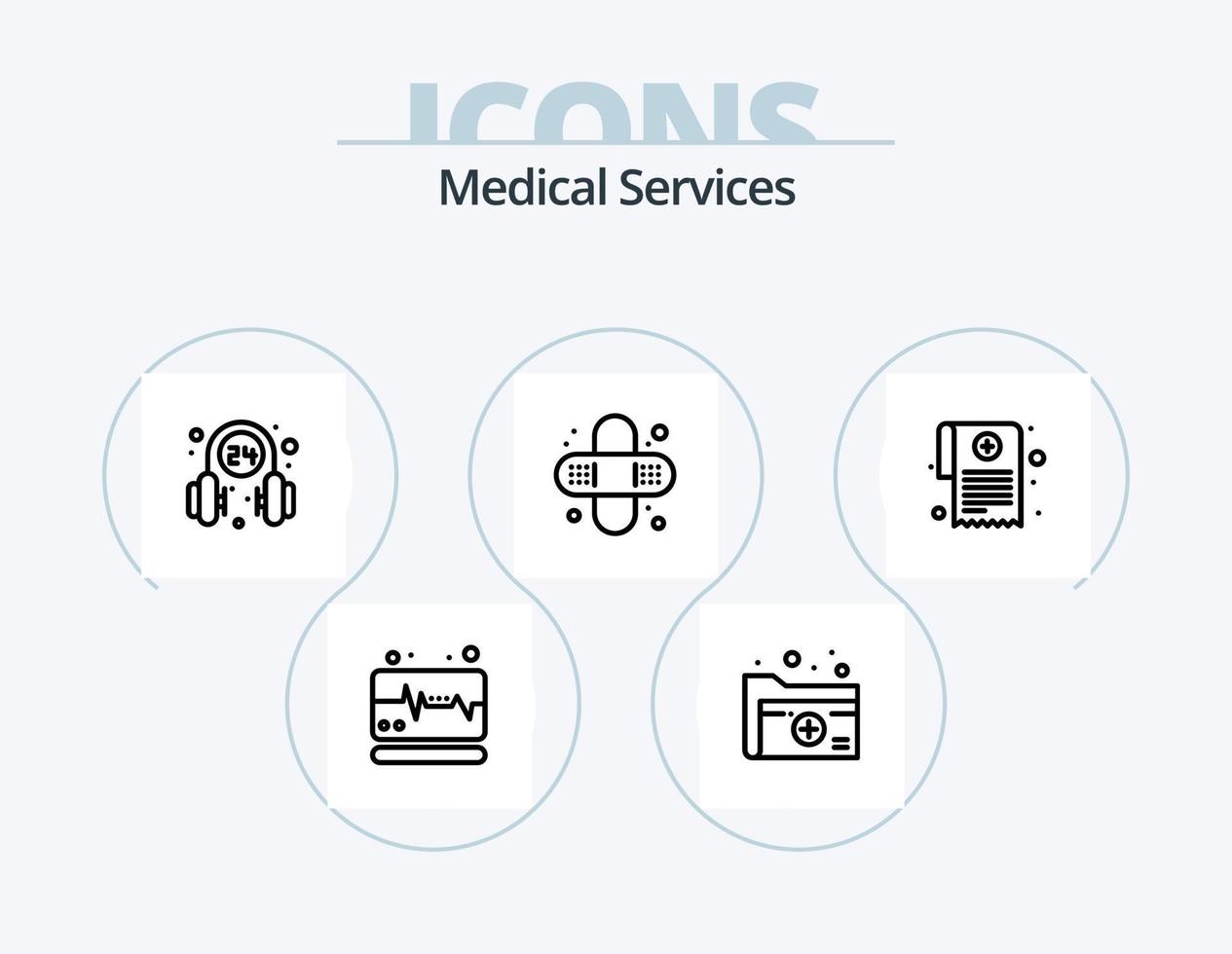 paquete de iconos de línea de servicios médicos 5 diseño de iconos. medicamento. hospital. recepcionista de hospital salud. médico vector