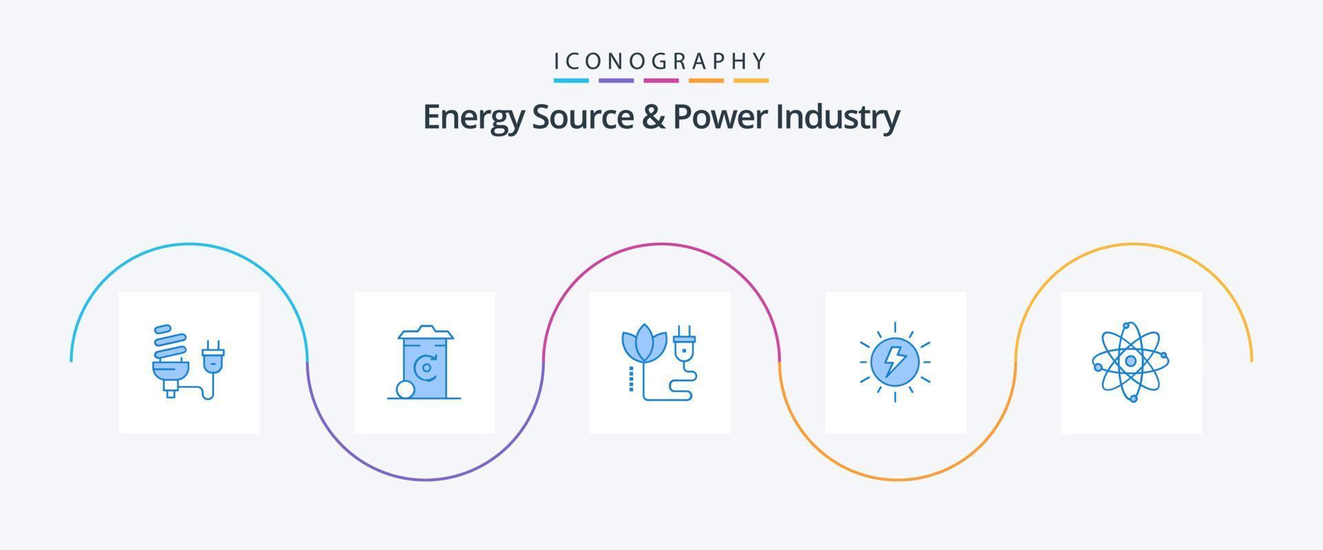 fuente de energía y paquete de iconos azul 5 de la industria energética que incluye el sol. energía. energía. cable vector