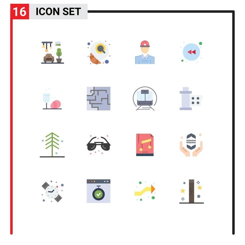 16 Universal Flat Colors Set for Web and Mobile Applications home worker breakfast morning arrow Editable Pack of Creative Vector Design Elements