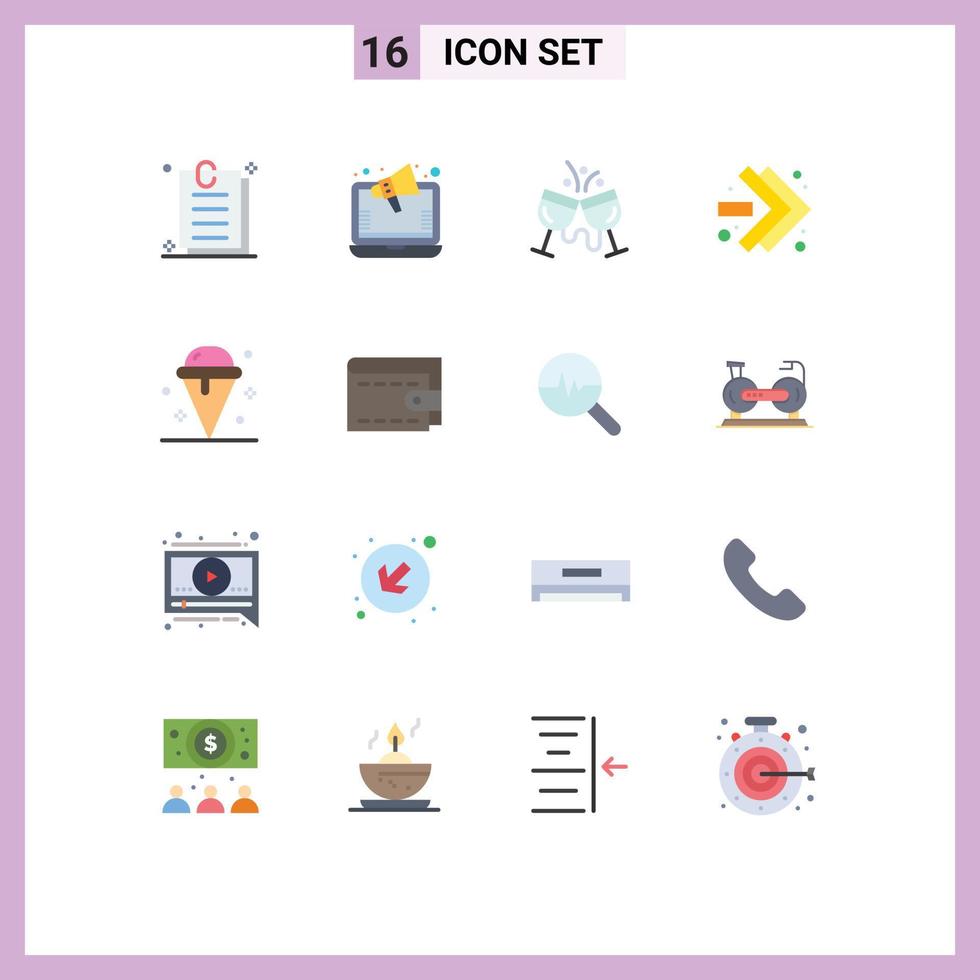 Flat Color Pack of 16 Universal Symbols of contract cocktail ads online marketing restaurant Editable Pack of Creative Vector Design Elements