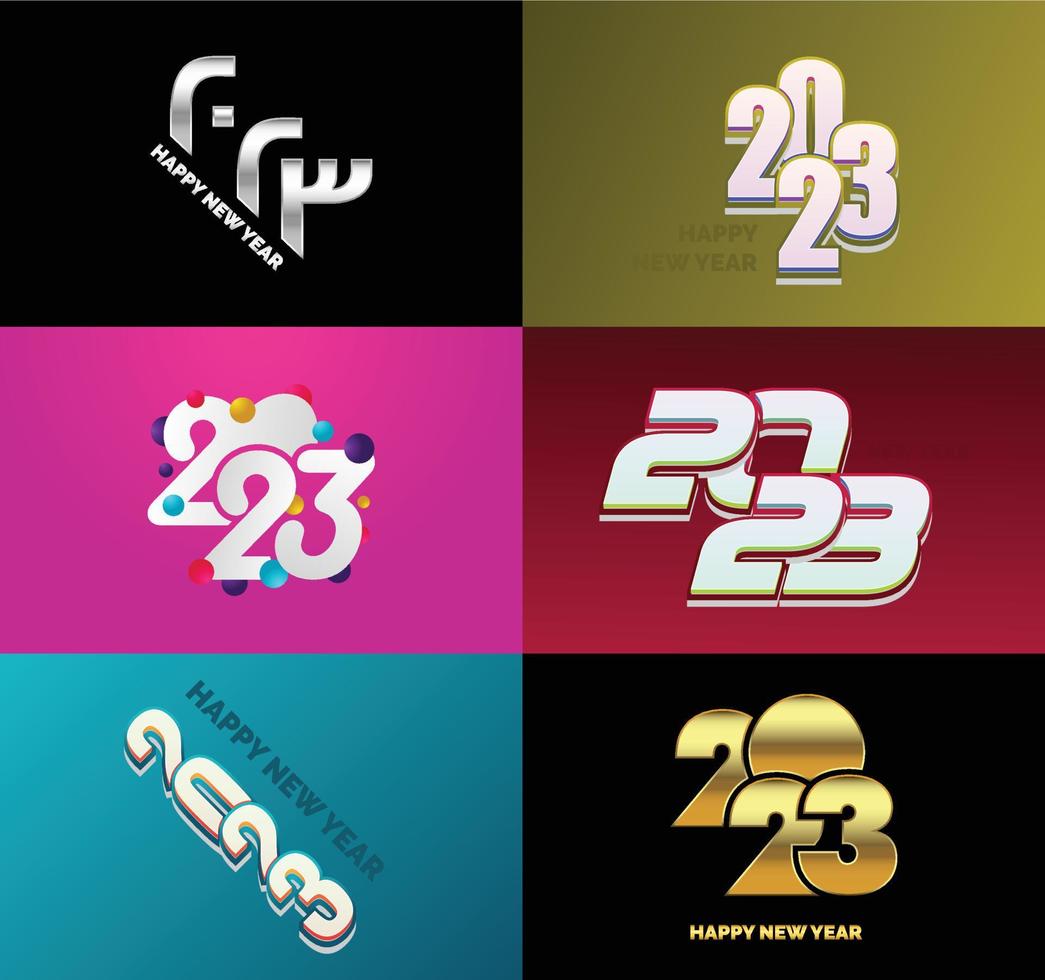 Big Collection of 2023 Happy New Year symbols Cover of business diary for 2023 with wishes vector