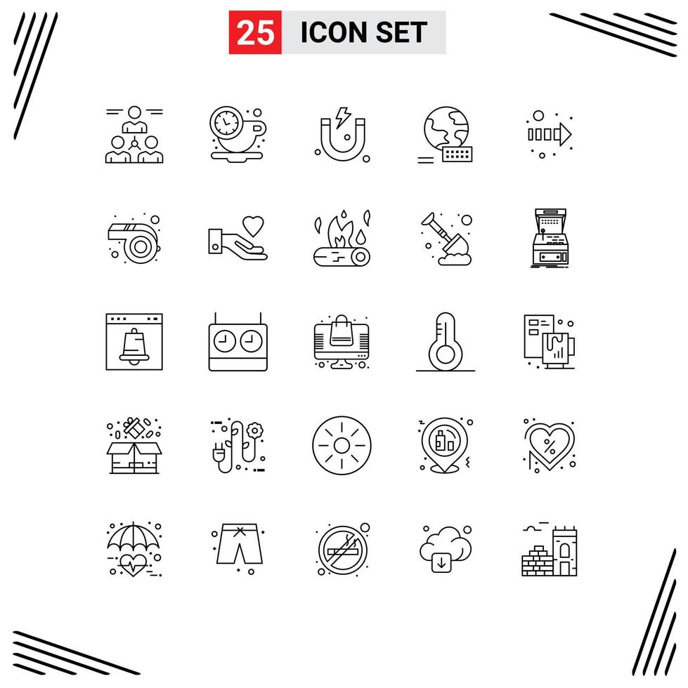 25 Creative Icons Modern Signs and Symbols of right arrow time marketing world Editable Vector Design Elements
