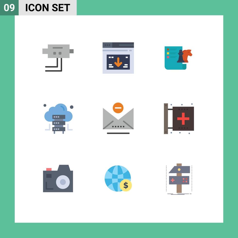 9 Creative Icons Modern Signs and Symbols of remove email chess server cloud Editable Vector Design Elements