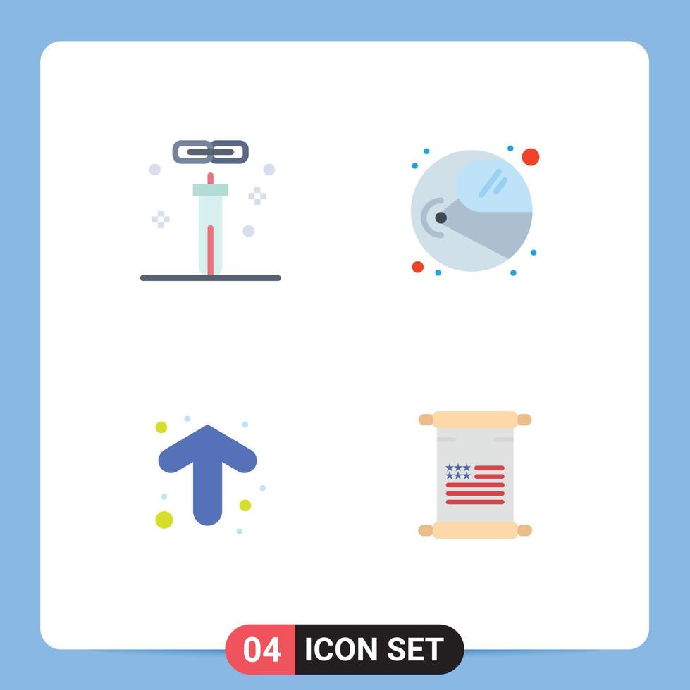 User Interface Pack of 4 Basic Flat Icons of biology arrow laboratory helmet up Editable Vector Design Elements