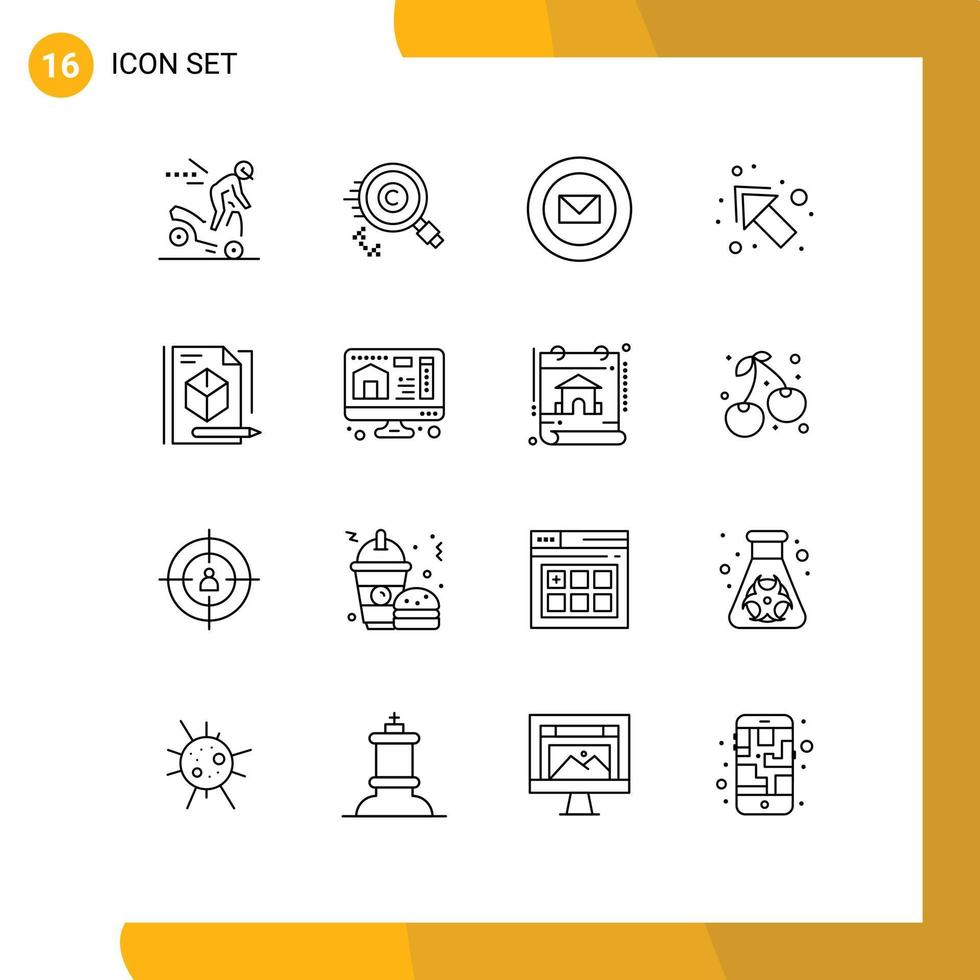16 Universal Outline Signs Symbols of box left property up stamps Editable Vector Design Elements
