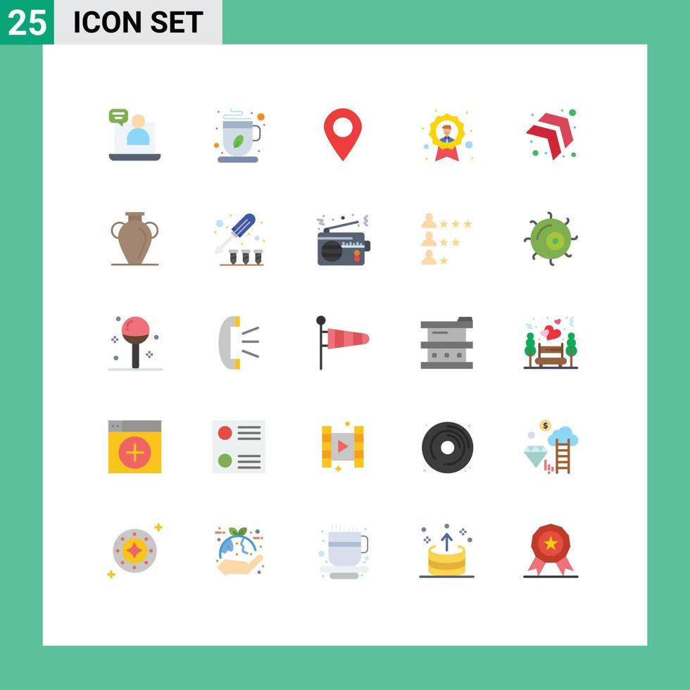 Pack of 25 creative Flat Colors of medal badge plus avatar pin Editable Vector Design Elements