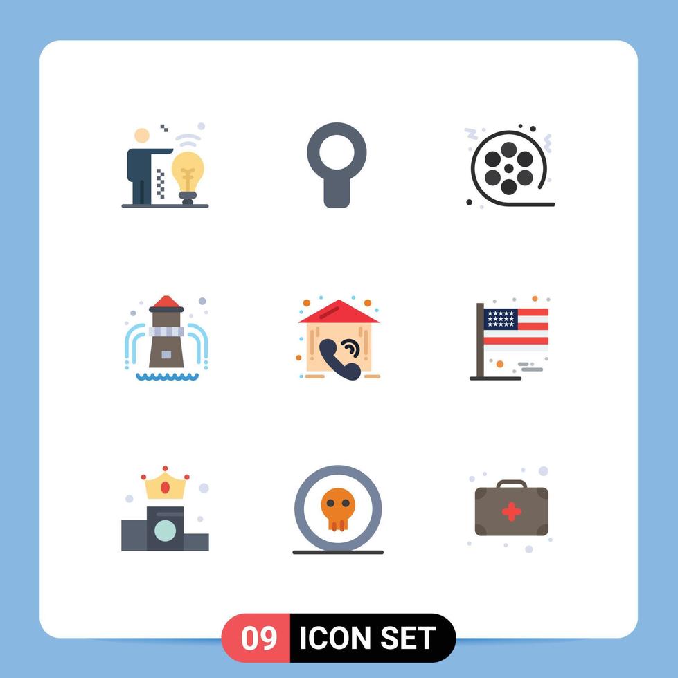 9 Universal Flat Colors Set for Web and Mobile Applications estate call movie garden water slide Editable Vector Design Elements