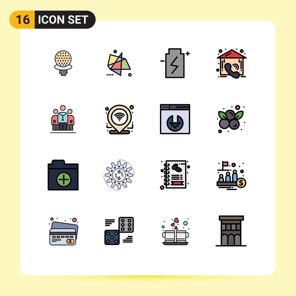 16 iconos creativos signos y símbolos modernos de contacto real energía de llamada especial elementos de diseño de vectores creativos editables