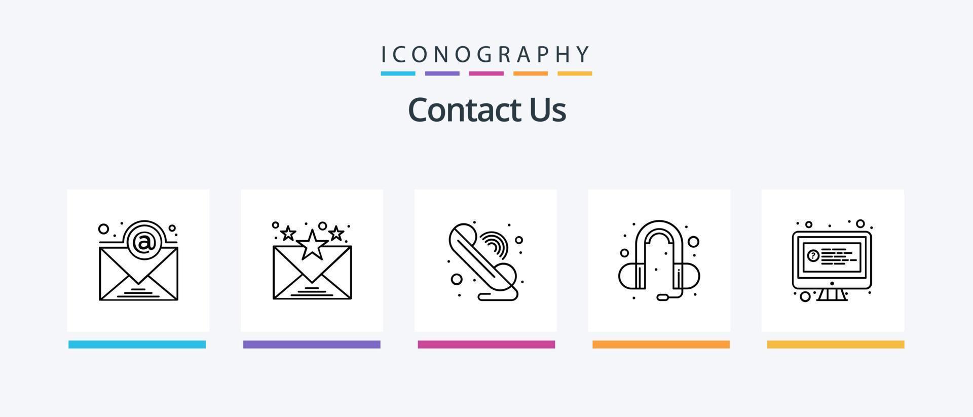 Contact Us Line 5 Icon Pack Including mobile. address. email. subscription. email. Creative Icons Design vector