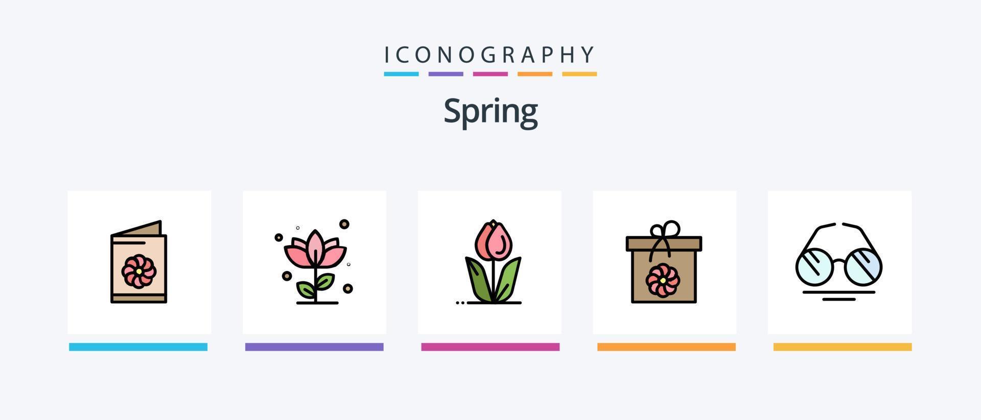 Spring Line Filled 5 Icon Pack Including eye. bug. growing. honey. bee. Creative Icons Design vector