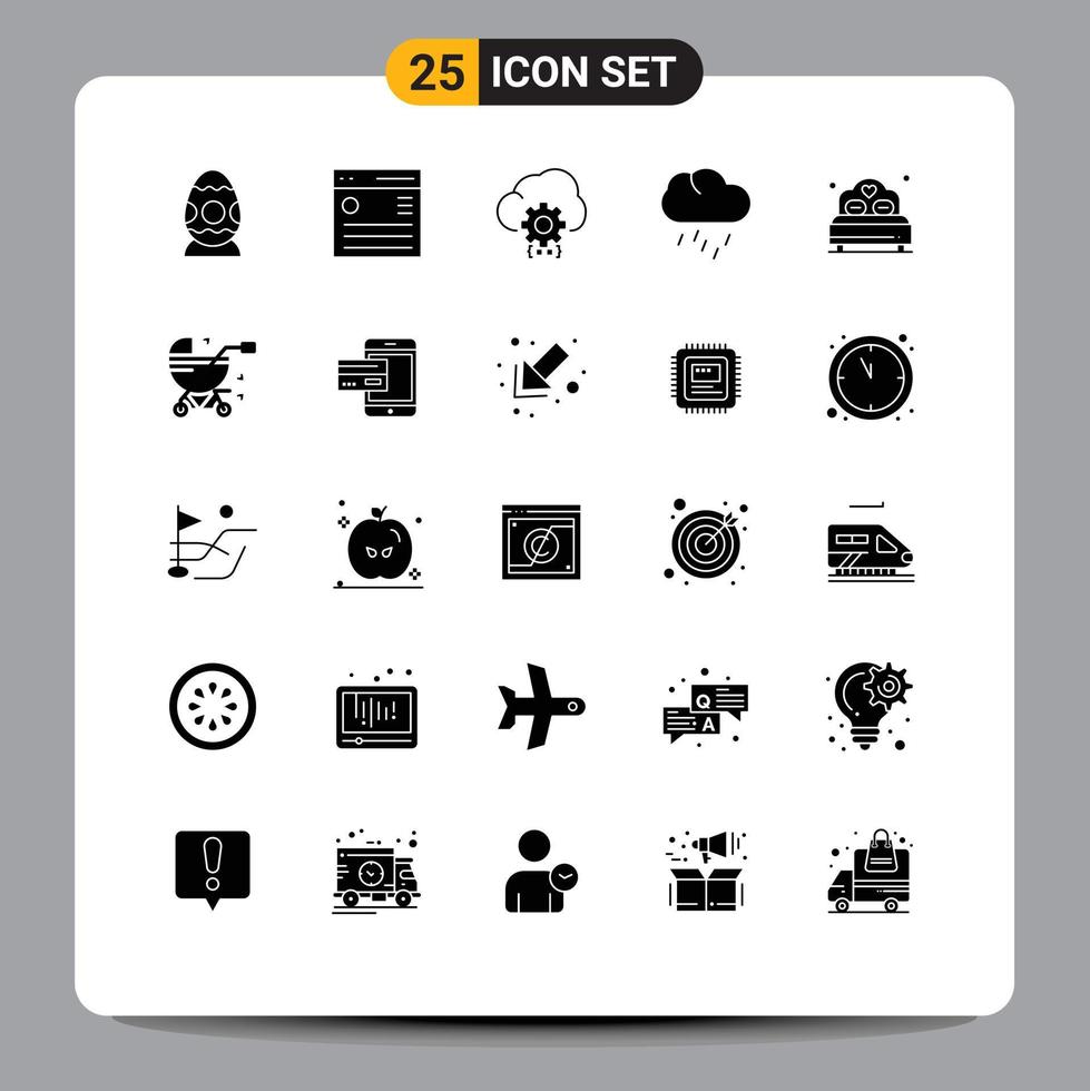 Set of 25 Modern UI Icons Symbols Signs for weather rain user nature development Editable Vector Design Elements