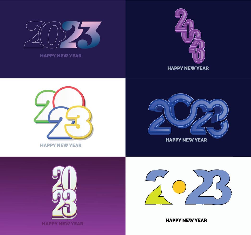 Big Collection of 2023 Happy New Year symbols Cover of business diary for 2023 with wishes vector